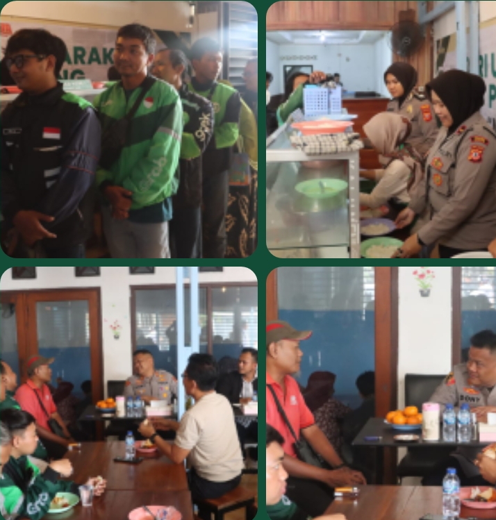 POLRI UNTUK MASYARAKAT, Kapolres Subang Tinjau Program Makan Siang Gratis bagi Driver Ojol dan Warga