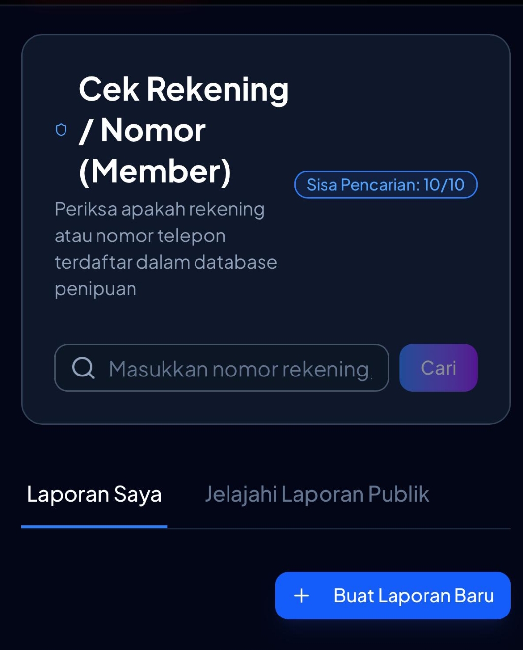Aplikasi cek penipuan online dan laporan pengaduan siap Layani Masyarakat