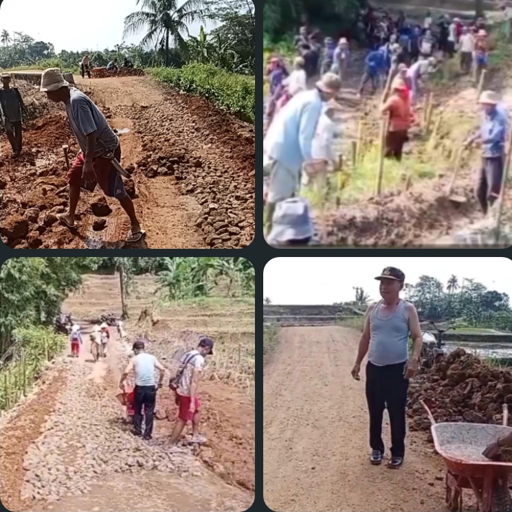 Kades Bantarsari dan Ketua RW 07 bersama Warga setempat Gotong royong perbaiki jalan rusak